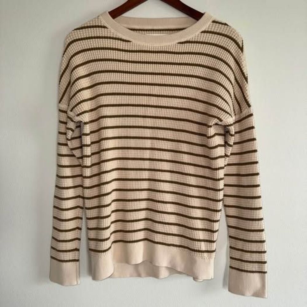 REI Co-op 100% Cotton Striped Waffle Knit Sweater Size Small